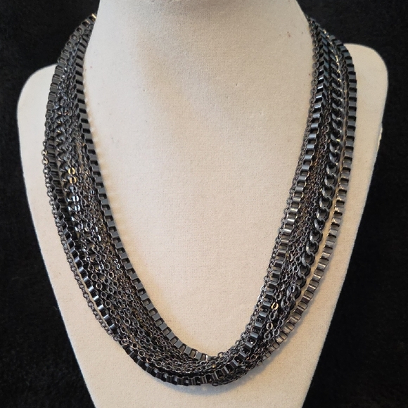 Guess Jewelry - Guess Gunmetal Multi-Layered Chain Necklace